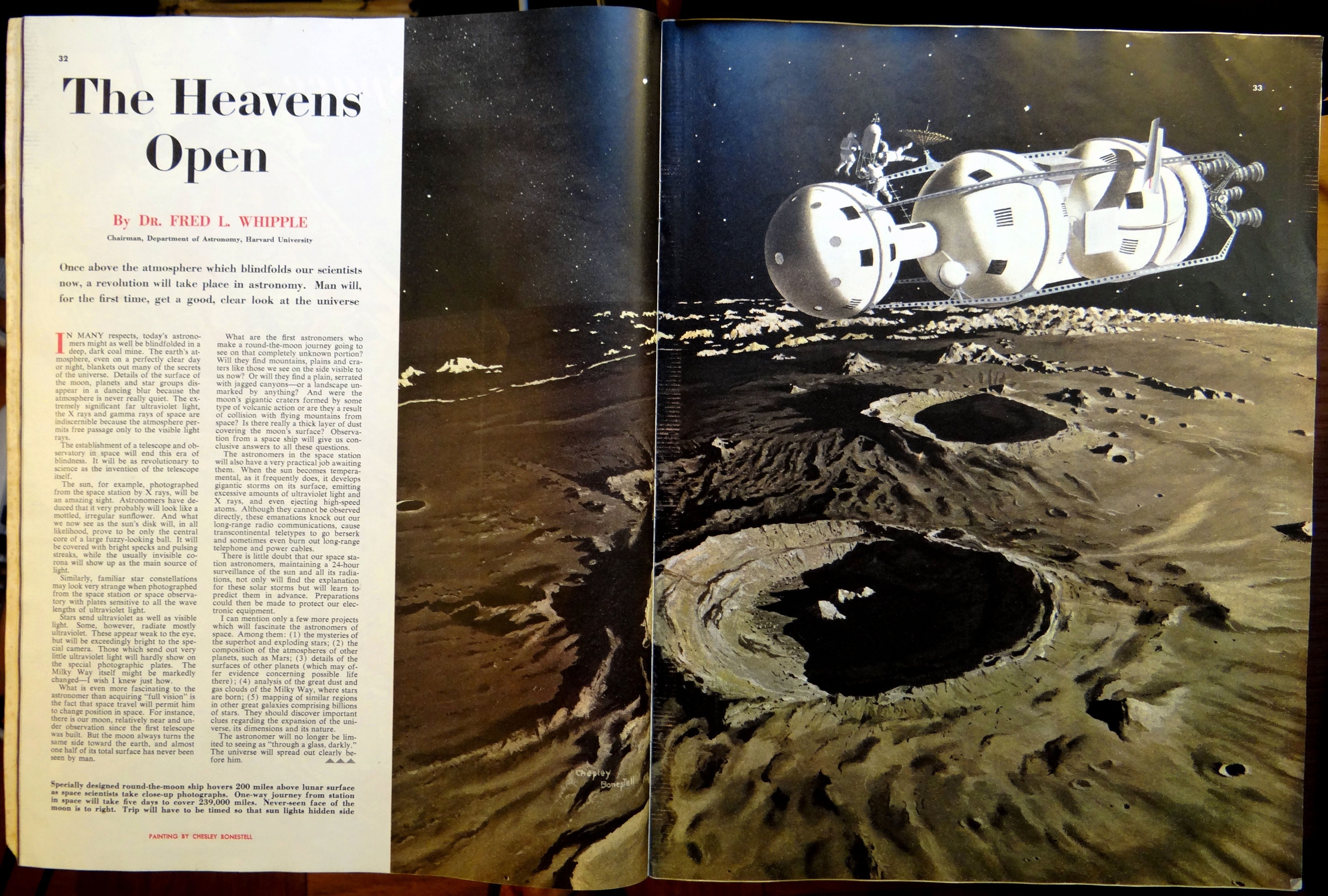 Collier's (March 22, 1952). Pages 32-34. Illustration by Chesley Bonestell