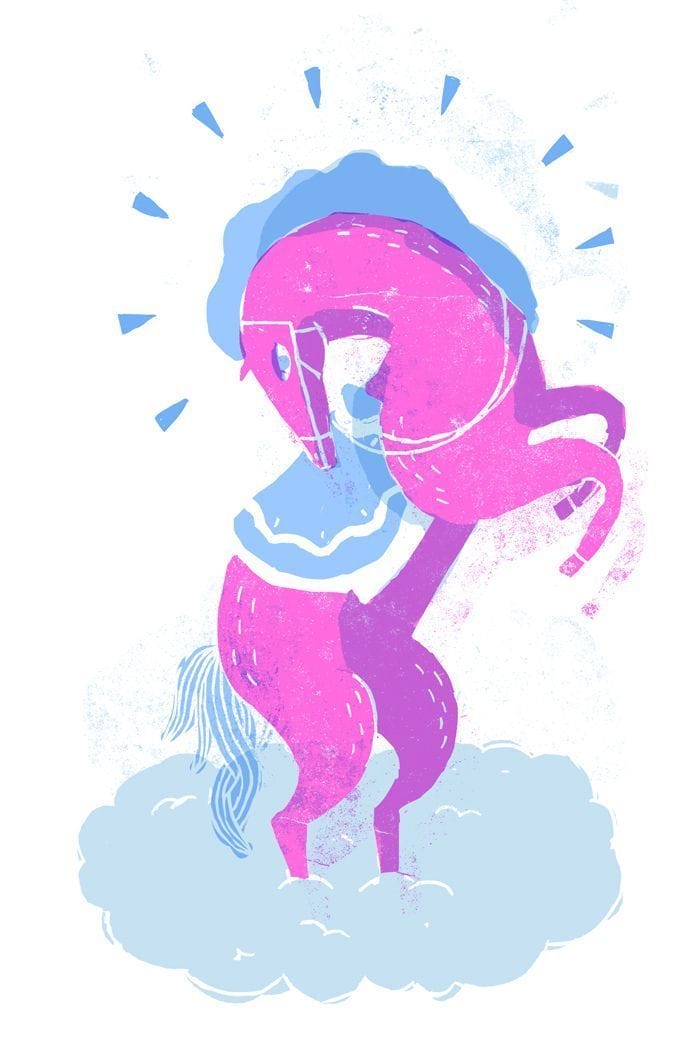 illustration cheval rose