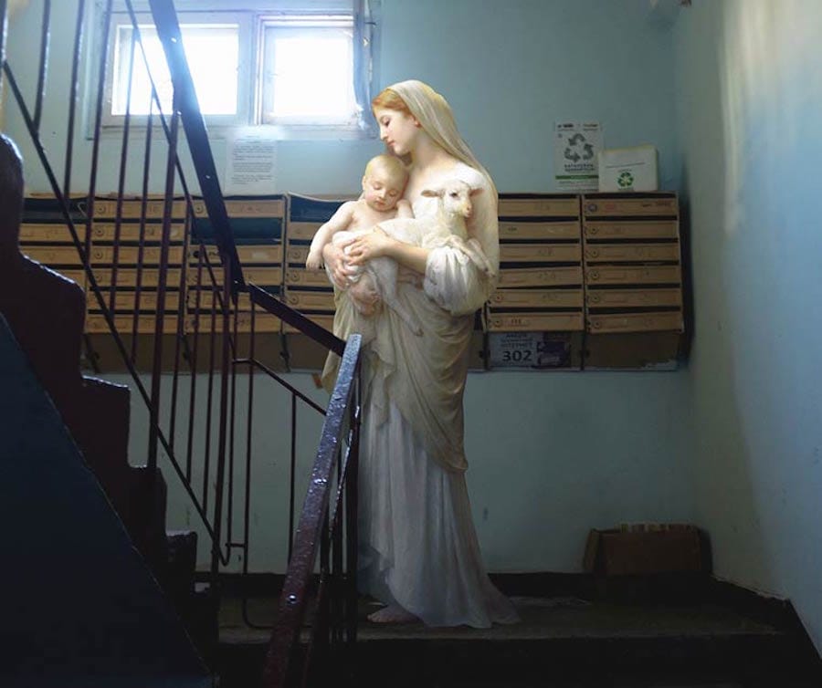 Vierge marie photo montage par l'artiste Alexey Kondakov