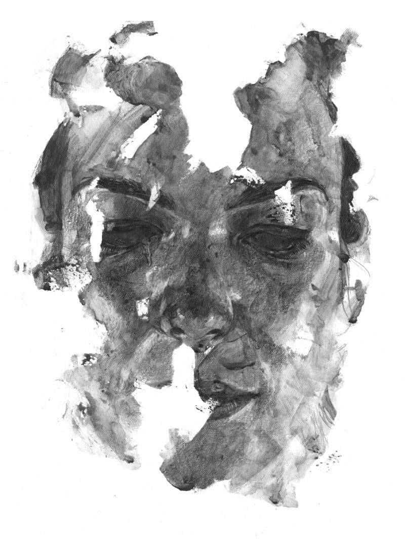 dessin noir et blanc d'un visage