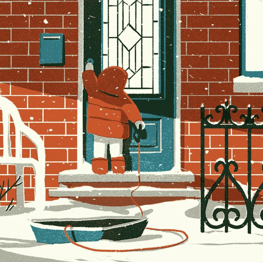 Journée de neige - illustration d'un paysage réalisée par Tom Haugomat