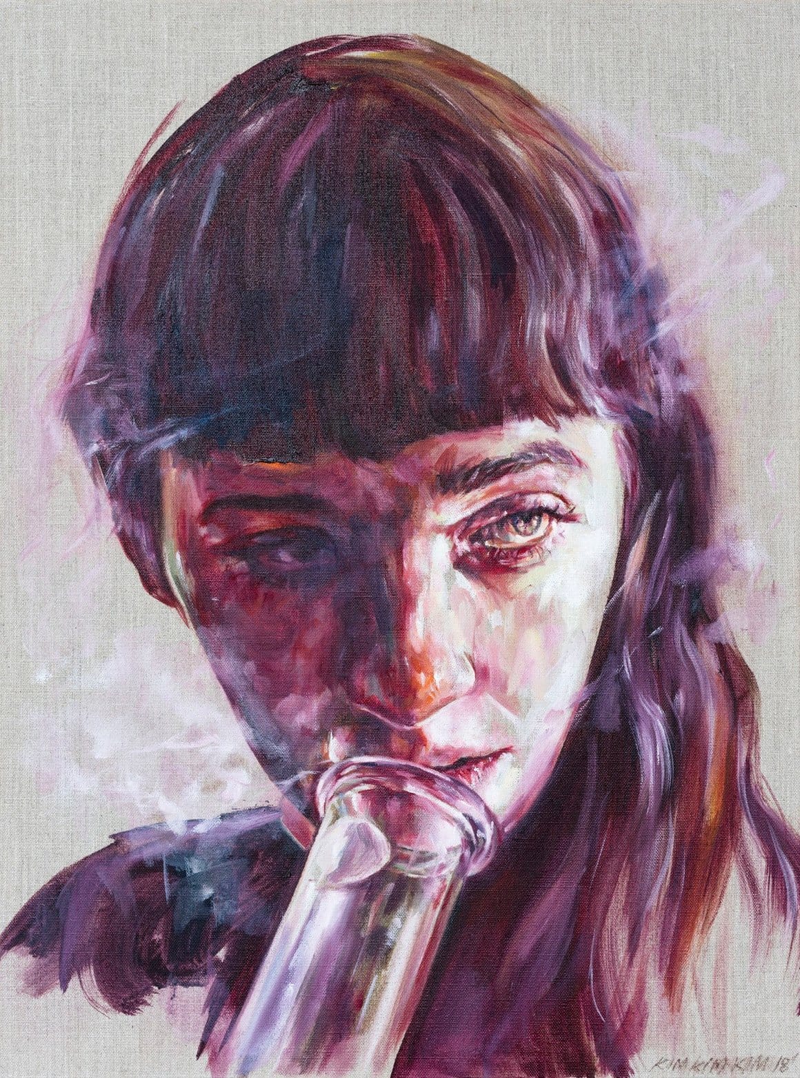 portrait d'une femme peint par Kim Hyunji 