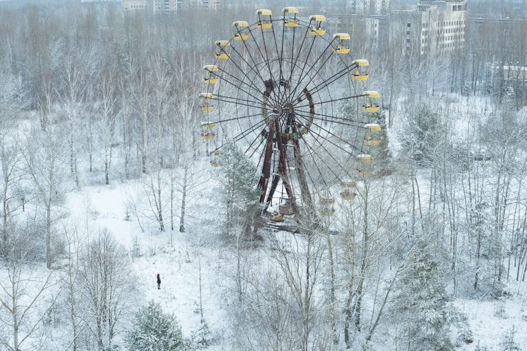photo aérienne de Tchernobyl et de sa grande roue 