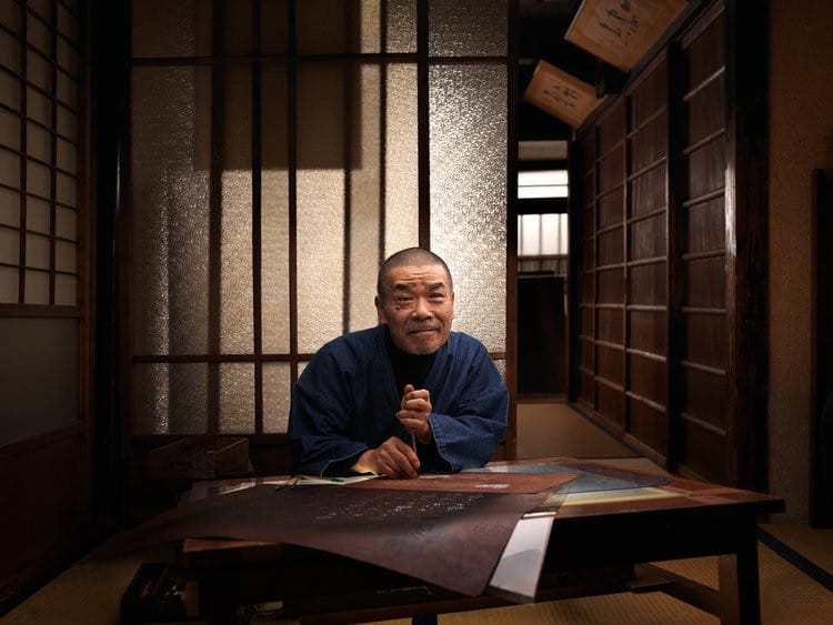 Portrait de Takeshi Nishimura, fabricant de kimonos, photographié par Roman Jehanno