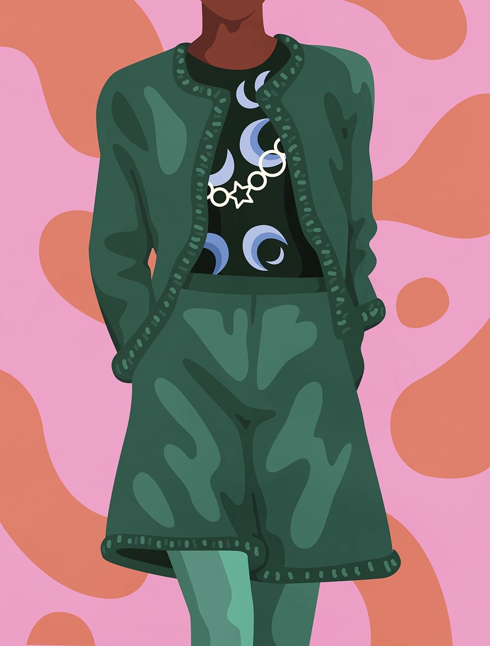 Illustration d'une tenue Chanel réalisée par Petra Eriksson
