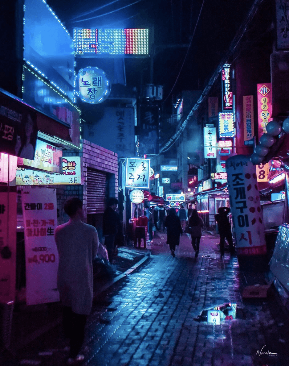 Photographie réalisée par Noé Alonzo illustrant une rue peu fréquentée de Séoul