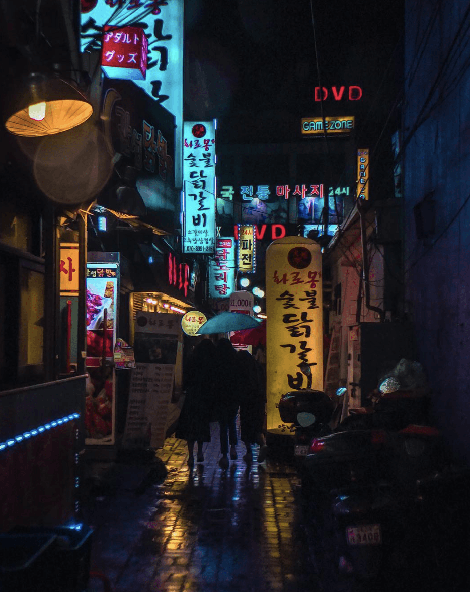 Photographie réalisée par Noé Alonzo illustrant des boutiques à Séoul