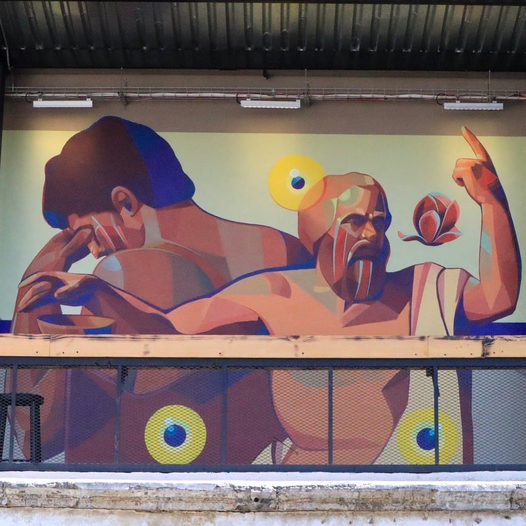 Hommes peints par la street artiste Gleo
