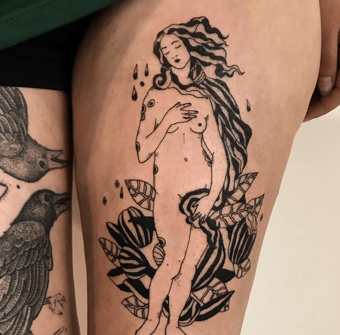 tatouage naissance de Vénus par artiste Jeanne.lmb