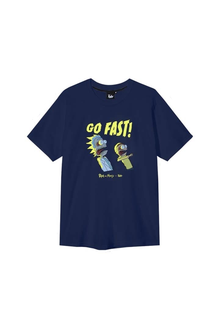 T-shirt bleu " Go Fast ! " Rick et Morty, collection de Tealer