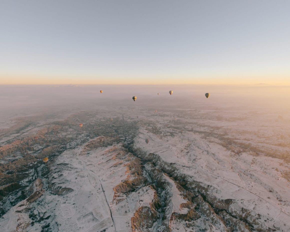 photo aérienne prise en montgolfière et en Turquie 
