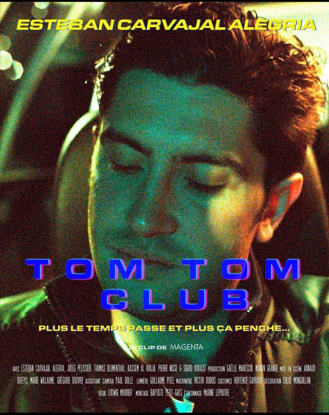 Affiche pour le clip " Tom Tom Club" du groupe Magenta présentant l'un des acteurs du clip, Esteban Carvajal Alegria. 