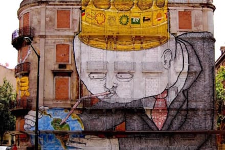 " We need cafeine ", peinture murale du street artiste Blu