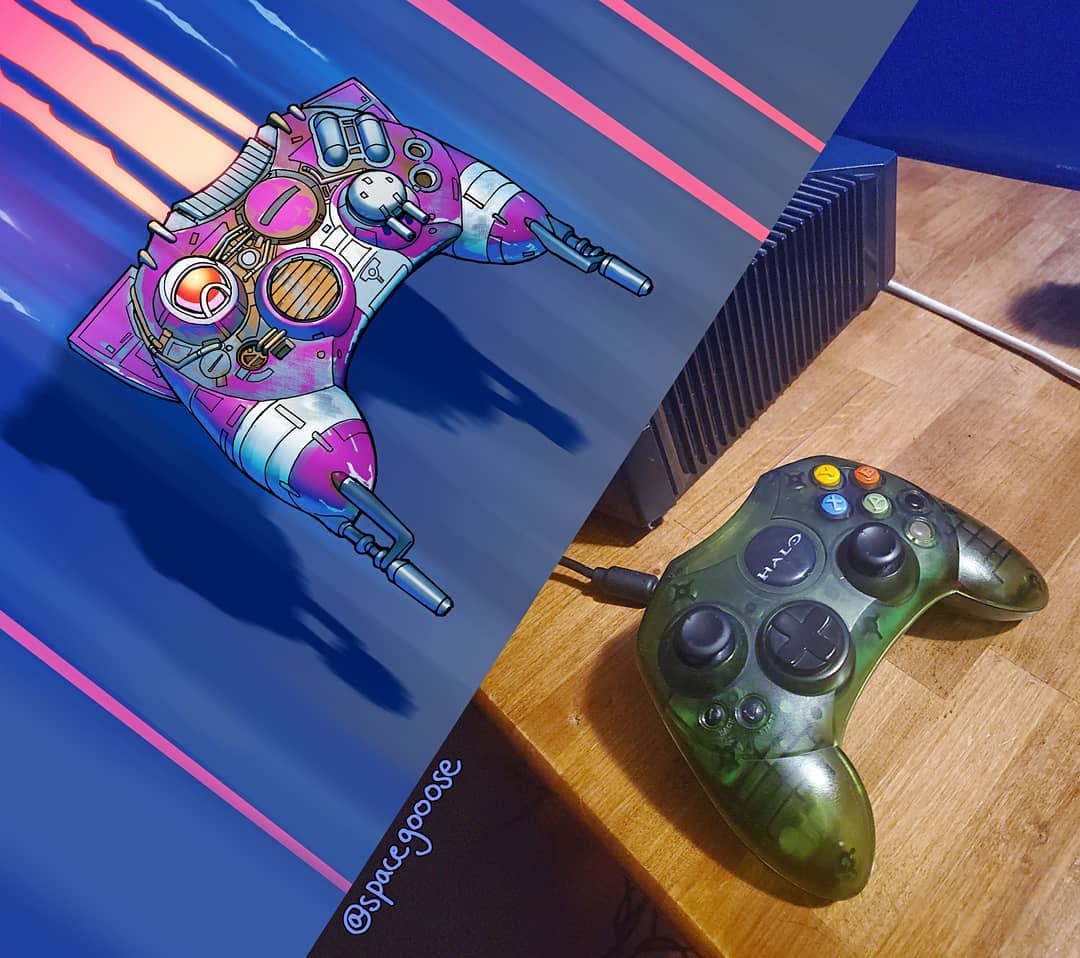 Manette de Xbox transformée en vaisseau spatial