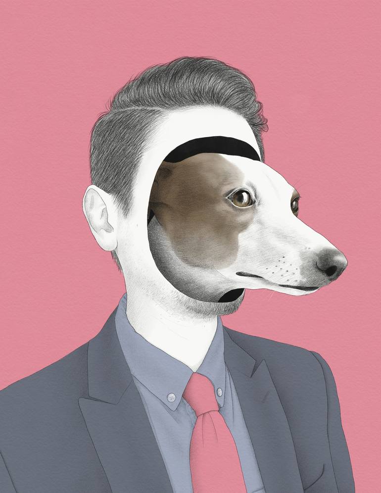 Homme au chien par Yanin Ruibal