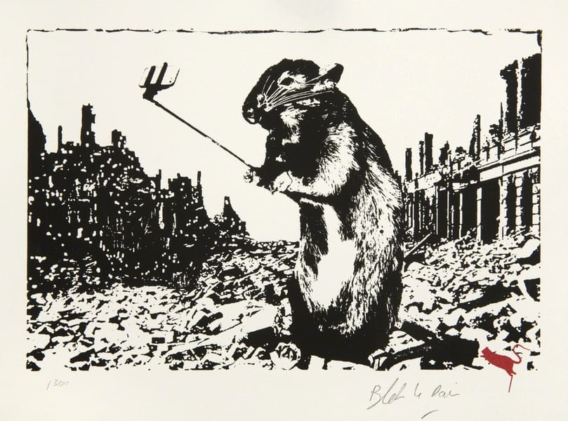 Dessin de Blek le rat " After The Apocalypse "  street art 