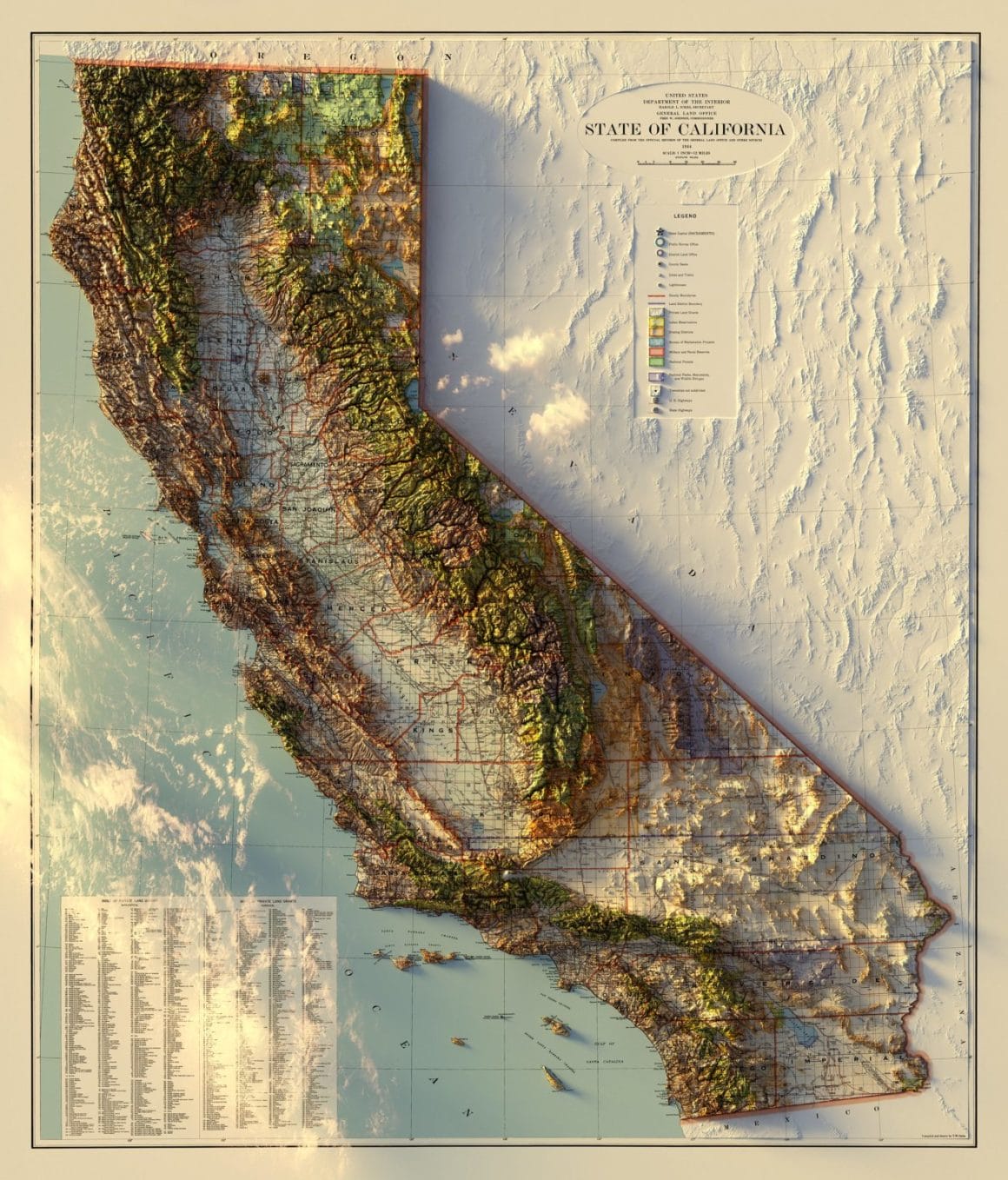 carte 3d de la californie