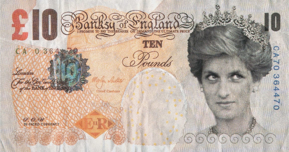 Billet de banque recto banksy of england avec diana