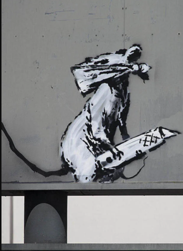 Banksy Masked rat with a knife