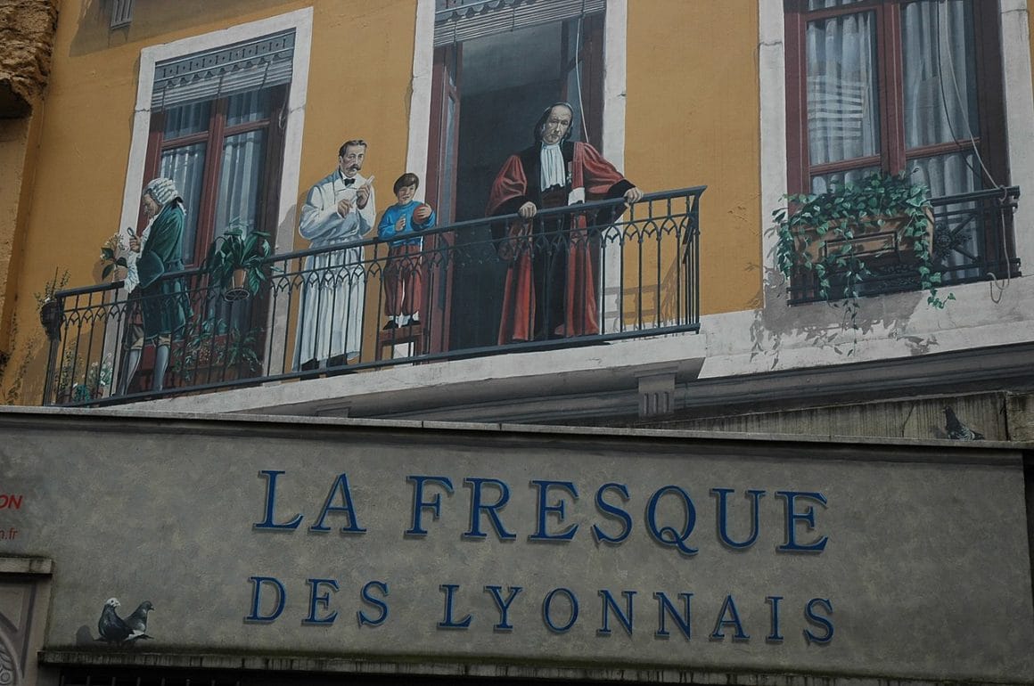 Petit bout de la Fresque des Lyonnais, située dans le quartier de la Croix-Rousse à Lyon