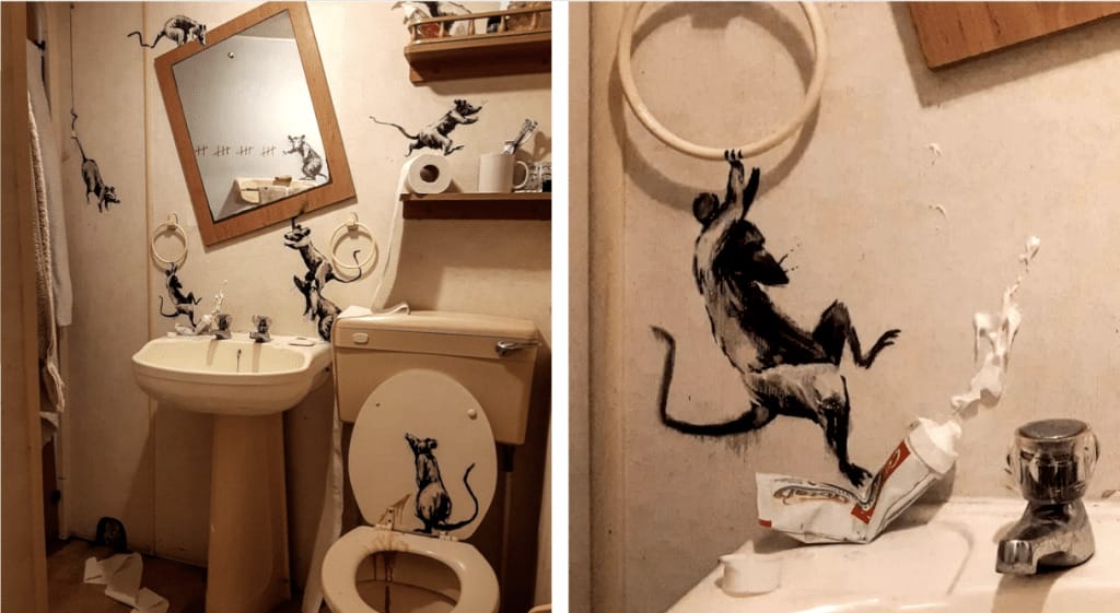 Banksy 2020 rats dans la salle de bain 