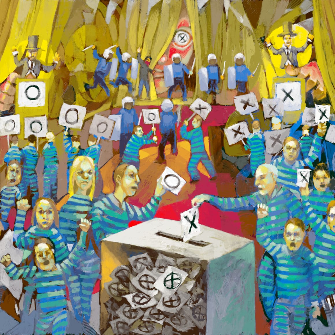 "L'embarras du choix" est une peinture numérique politique de l'artiste anonyme ArtAct