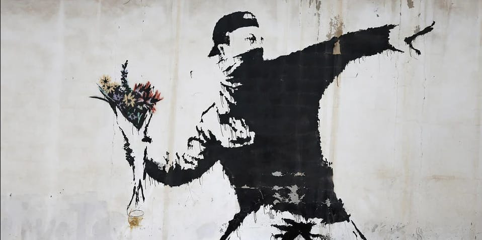 Banksy flower thrower