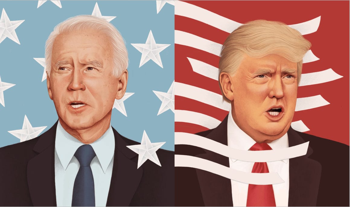 Portraits de Joe Biden et Donal Trump par Mercedes deBellard