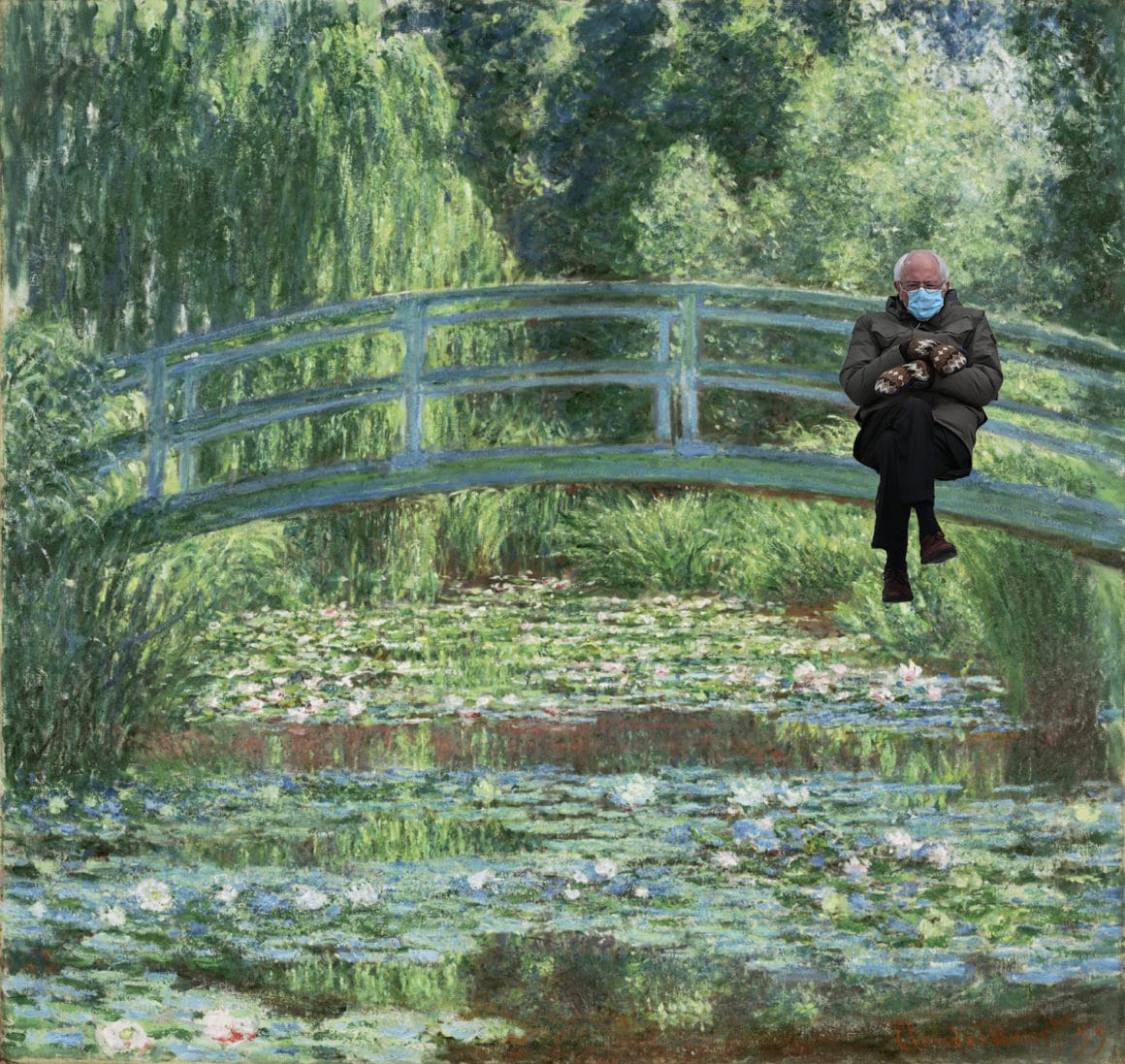 Le bassin au nymphéas de Monet (peinture représentant un jardin de nymphéas, pont japonais au fond sur lequel