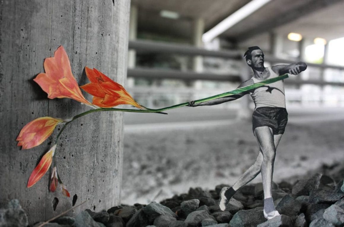 Un sportif lance-poids lançant une fleur