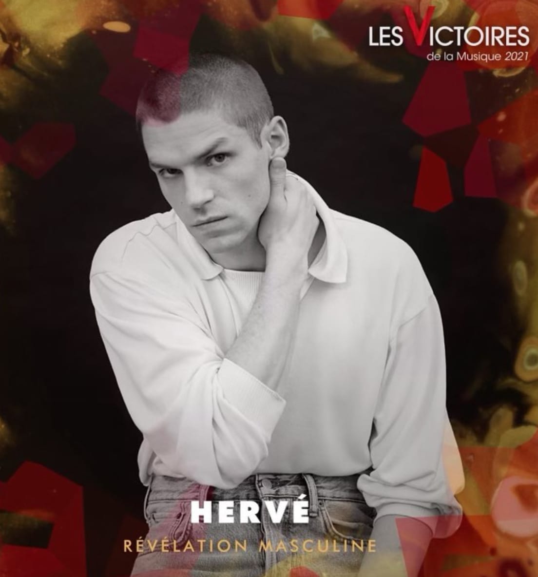 Affiche d'Hervé nommé en tant que Révélation Masculine pour les Victoires de la Musique