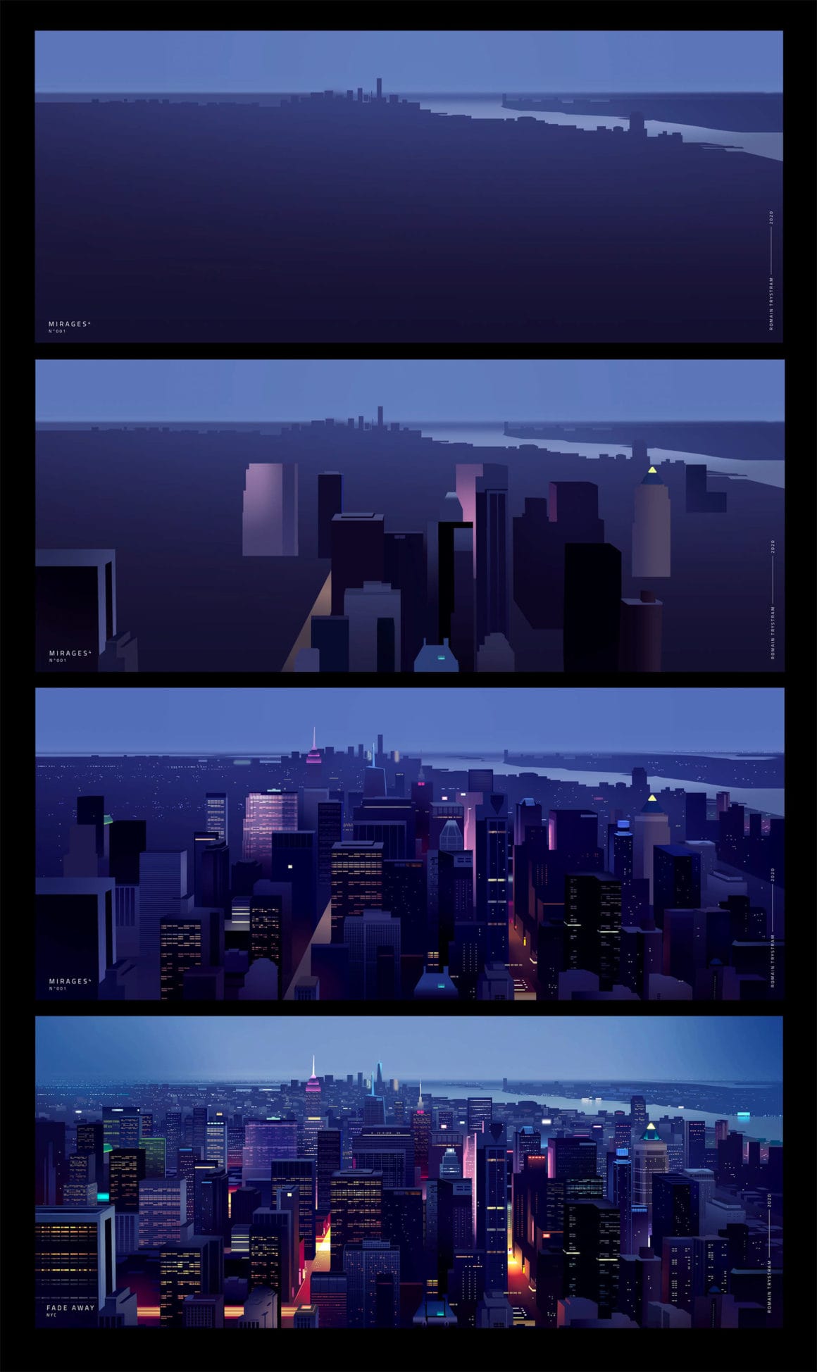 Étapes pour dessiner la grande ville de New York pour la série Fade Away