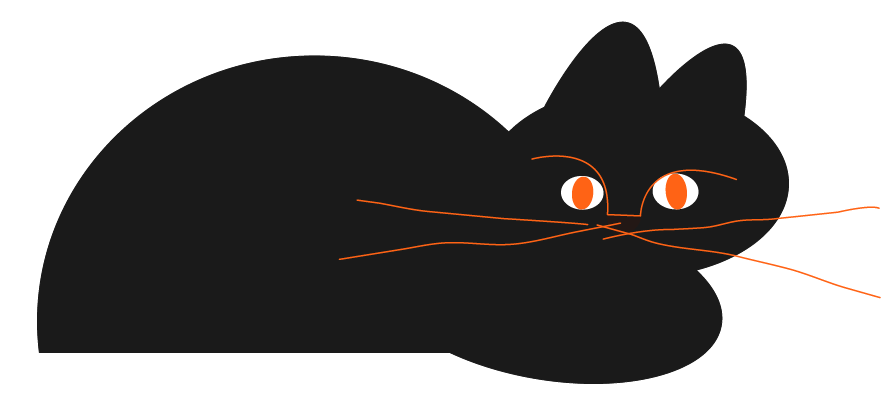Chat noir, yeux oranges