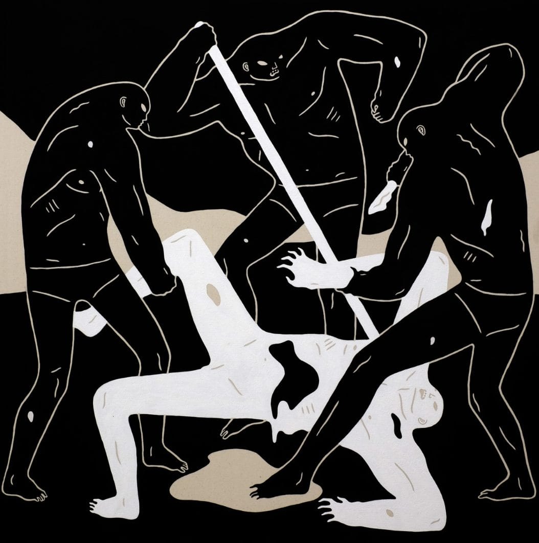 Flesh of The Wicked - Trois hommes en noirs torturent un homme en blanc