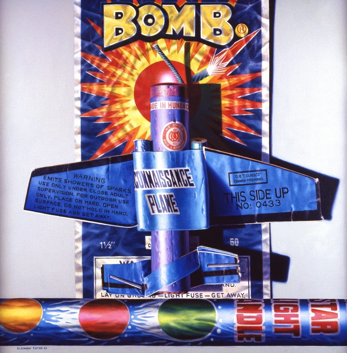 Bomb - petit feu d'artifice en forme d'avion avec écrit "BOMB" sur l'emballage 