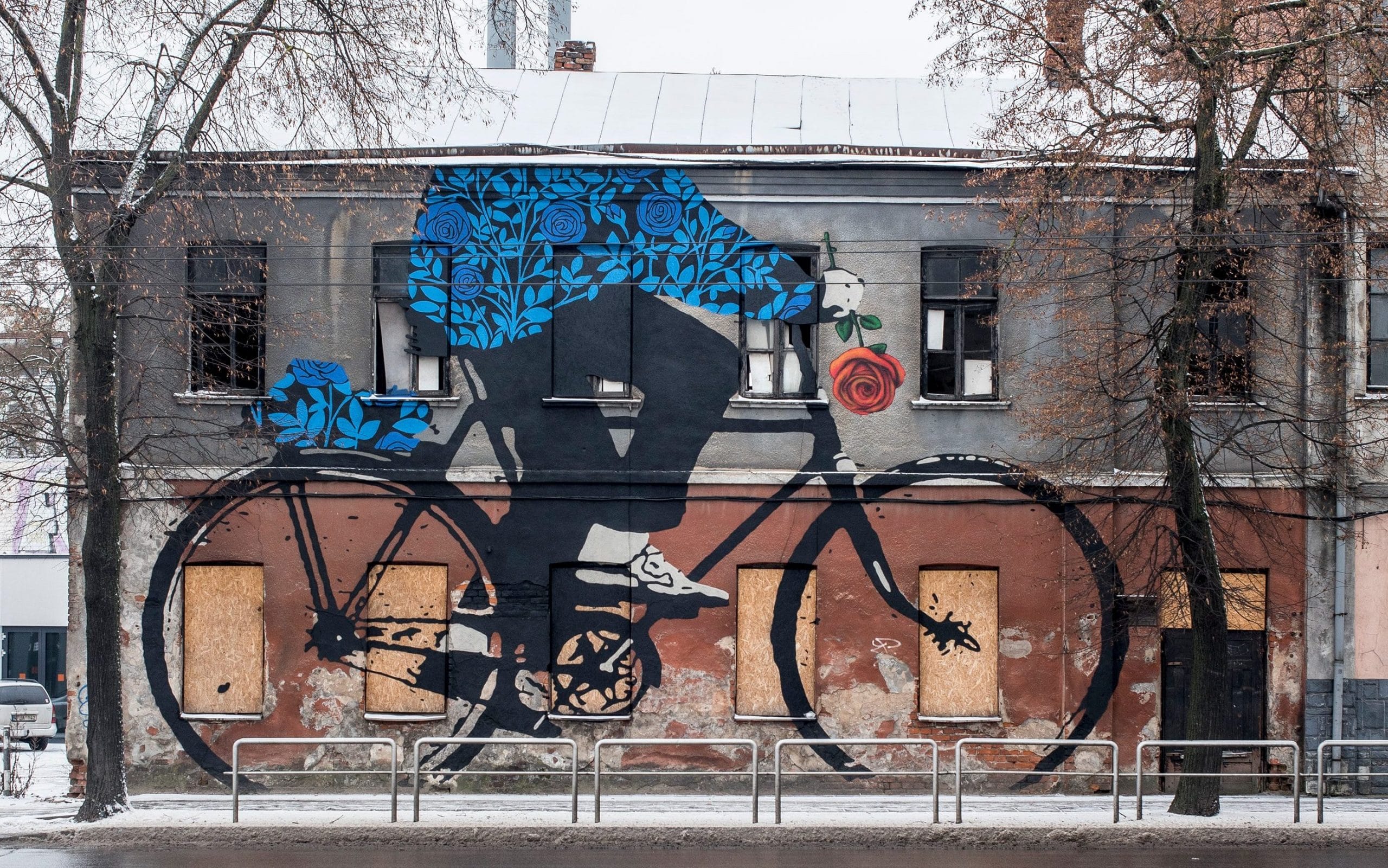 Gyva Grafika Studio - Bicyclist with a Rose