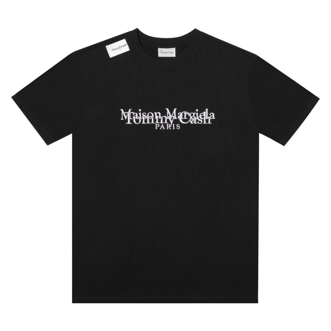 T-shirt manche courte, noir avec logo en blanc.
