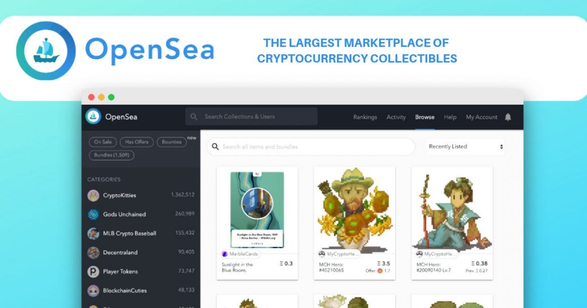 OpenSea permet de vendre et acheter des NFT d'art