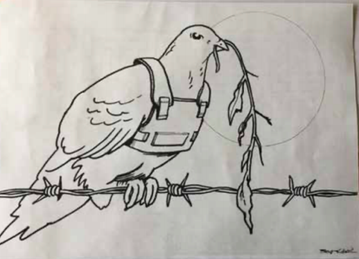 Coloriage d'une colombe donné aux enfants palestiniens.