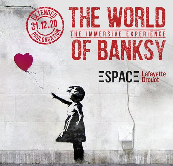 Affiche de l'exposition "The world of Banksy" à Paris