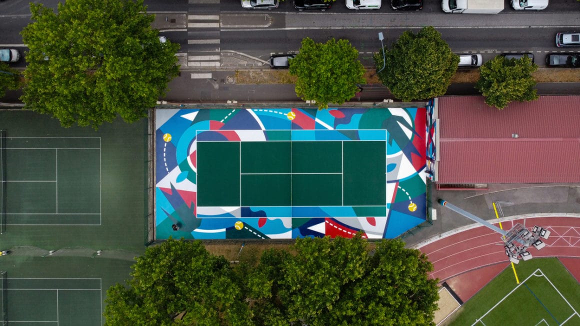 Photographie terrain de tennis à Clichy.