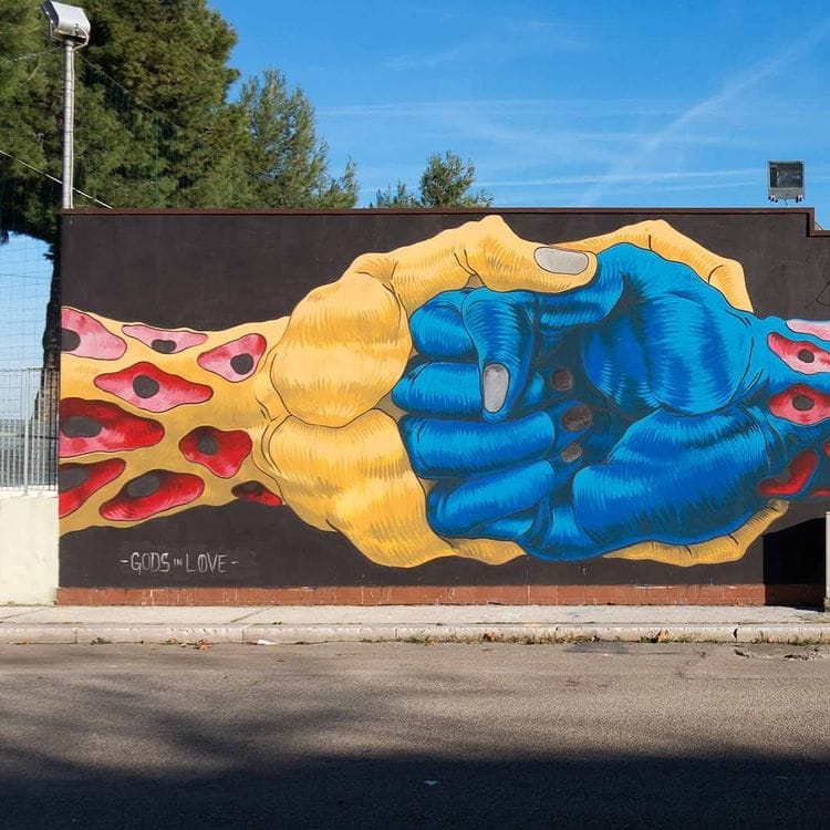 Graffiti réalisé par l'artiste italien Alessandro Suzzi et reprenant les textes bibliques 