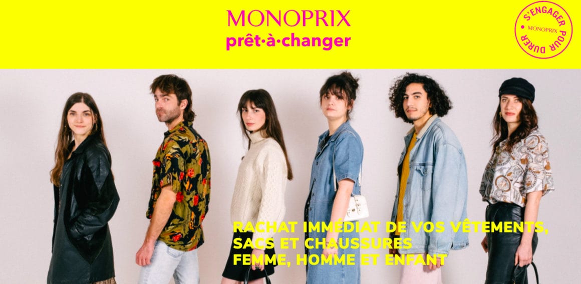 Image du site web de Monoprix et Prêt à changer. 