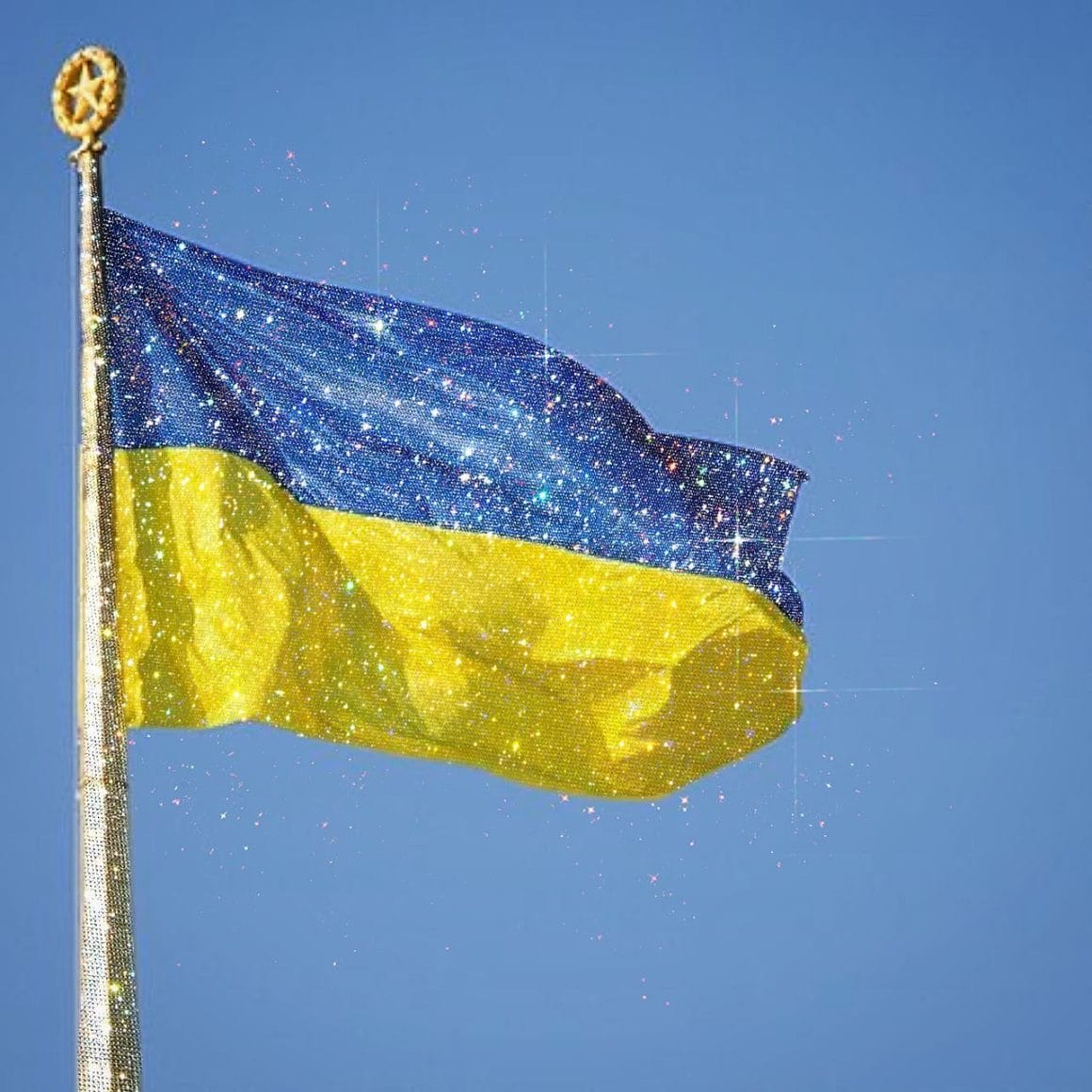Drapeau de l'Ukraine avec des paillettes