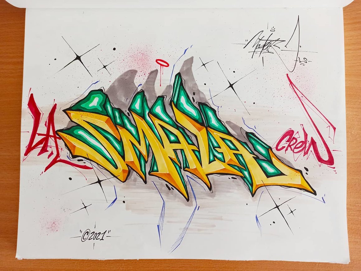 Dessin style tag par le graffeur Naster, " La Smala Crew"