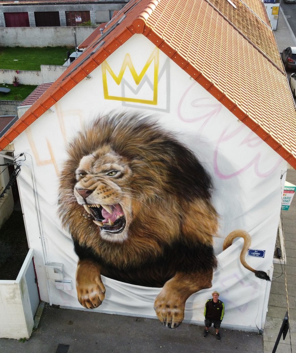Tag d'un lion peint à Boulogne par GrafoDeco