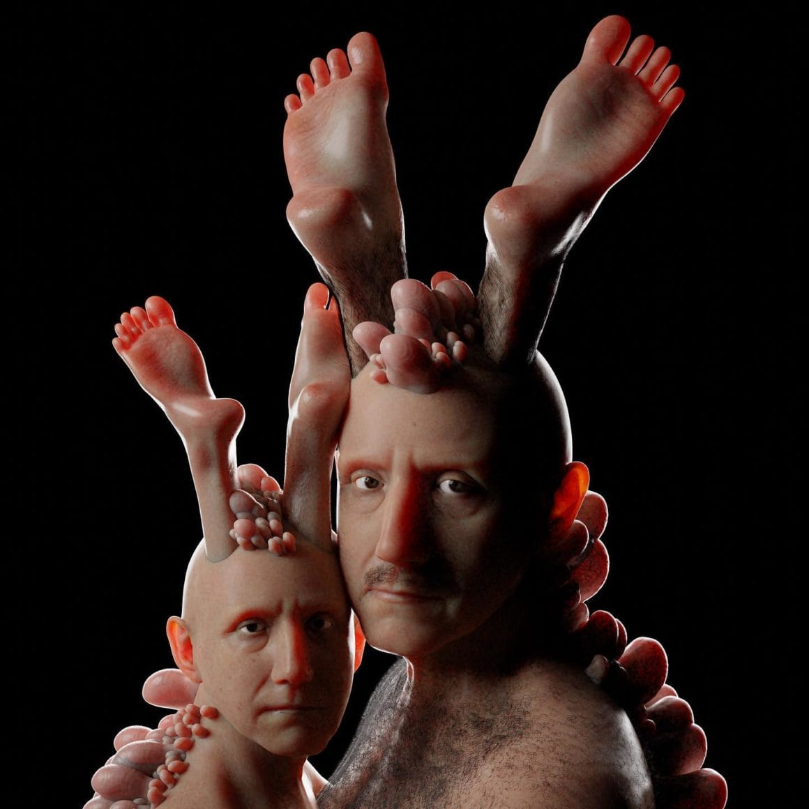 Sculpture humaine avec des pieds placés sur la tête des hommes - Matteo Ingrao