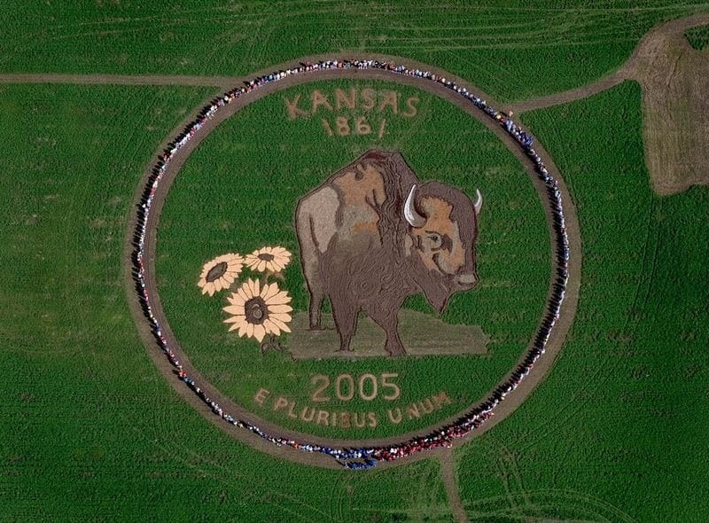 Cette œuvre a été commandée par l'état du Kansas où Stan Herd a grandi. Elle représente le quartier de l'Etat du Kansas.