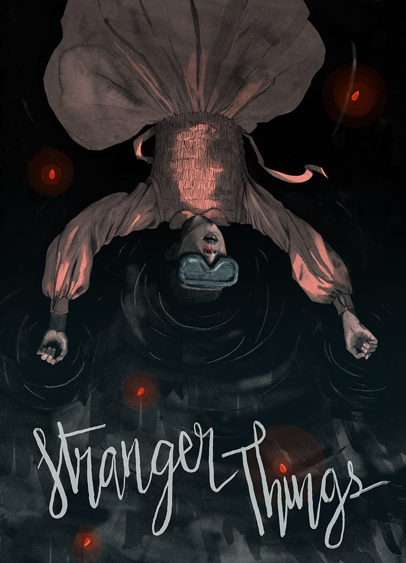 Cette illustration fait référence à la série Stranger Things. Ici, le personnage est Eleven, l'un des principaux. 