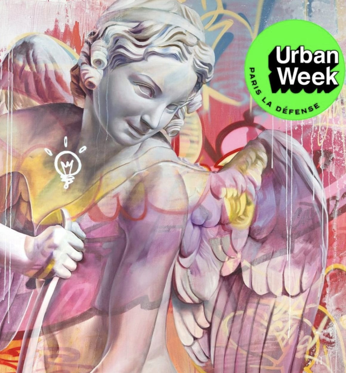 Affiche de l'Urban week représentant la statut d'un ange tagué